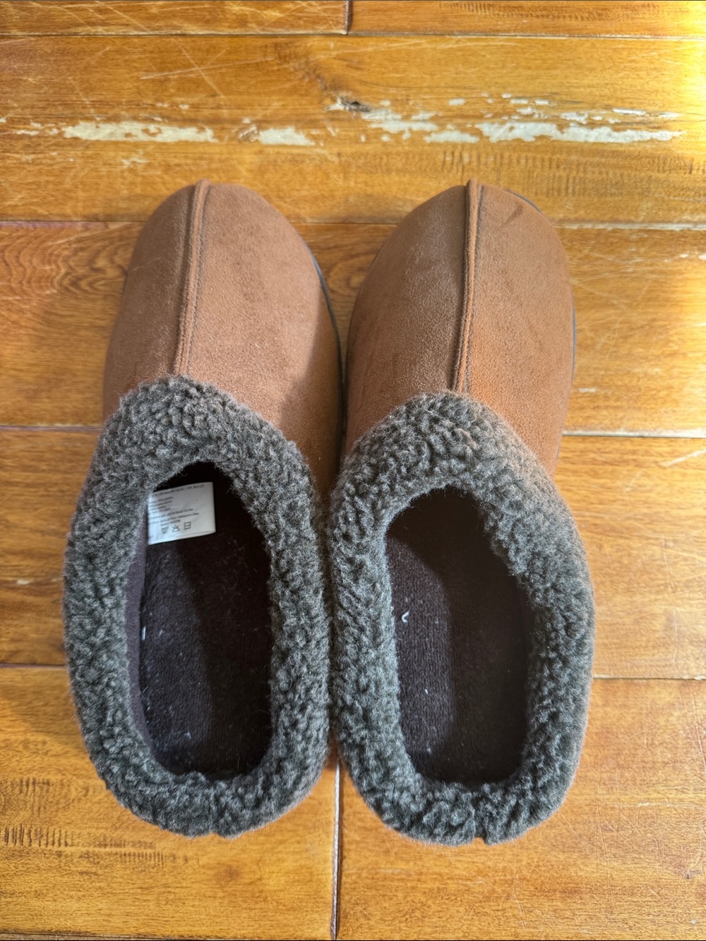 Cozy Brown Faux Suede Fleece-Lined Slippers Size 9.5-10